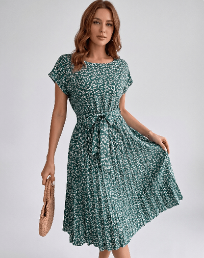 Robe Midi Fleurie | Robe Plissée Légère | Menvelo