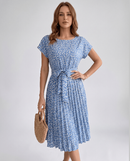 Robe Midi Fleurie | Robe Plissée Légère | Menvelo