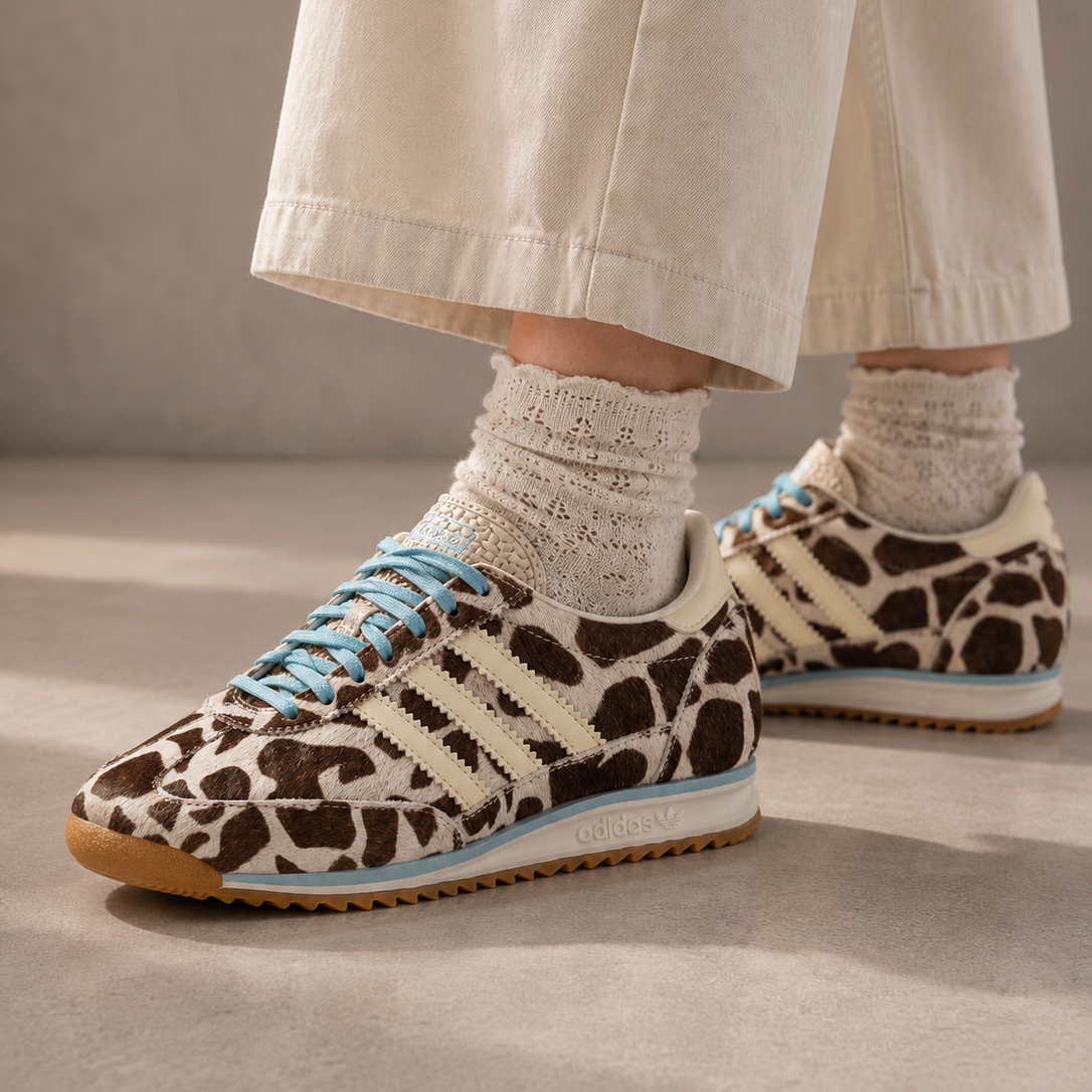 Sneakers basses Adidas SL 72 cow print crystal linen unisexe