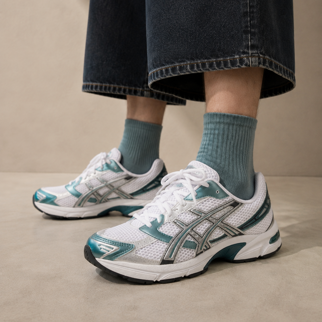 ASICS Gel-1130 White Dark Neptune, Baskets Basses Unisexe Mesh – photo 5