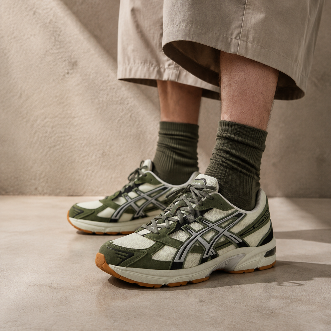 ASICS Gel-1130 Pale Oak Mantle Green Baskets Beige Vert Homme Femme - 5