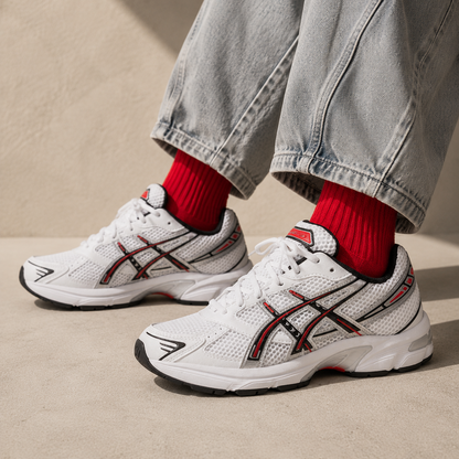 ASICS Gel-1130 White Electric Red, Baskets Basses Unisexe Mesh – photo 5