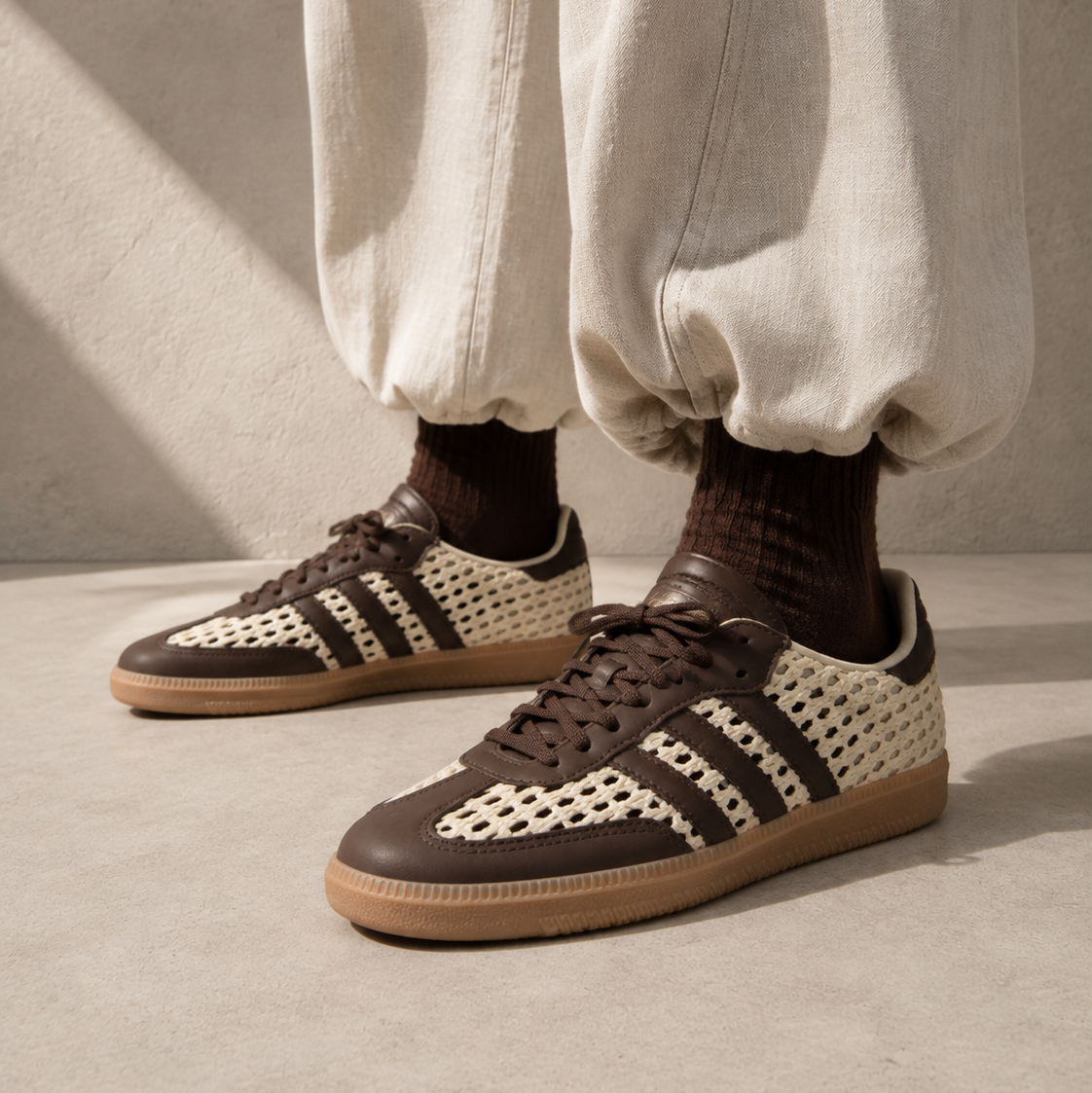Sneakers basses Adidas Samba basketweave cream white earth strata unisexe