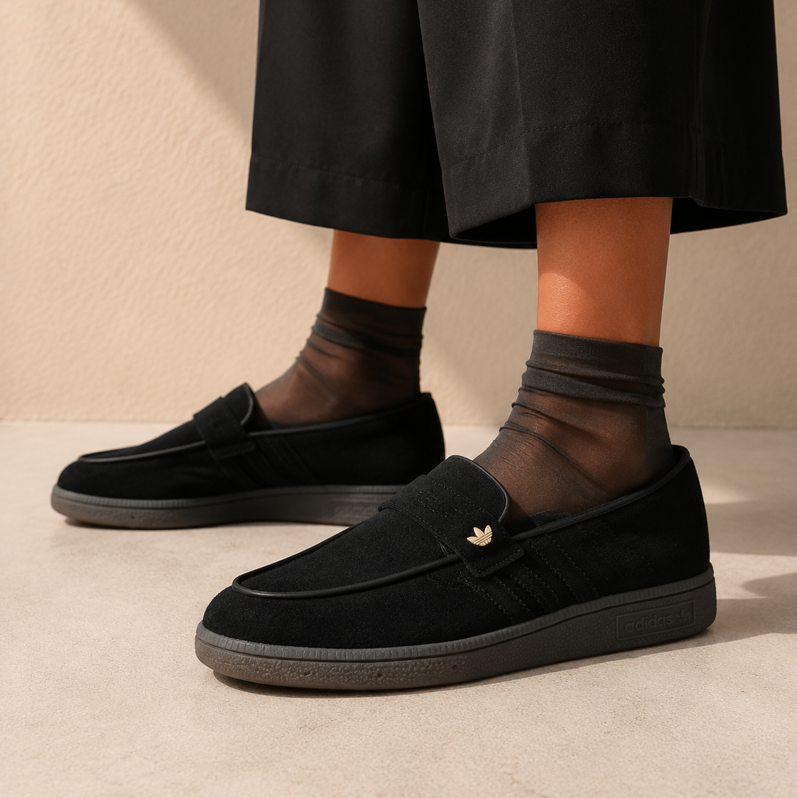 Sneakers basses Adidas Handball Spezial loafer black gum unisexe