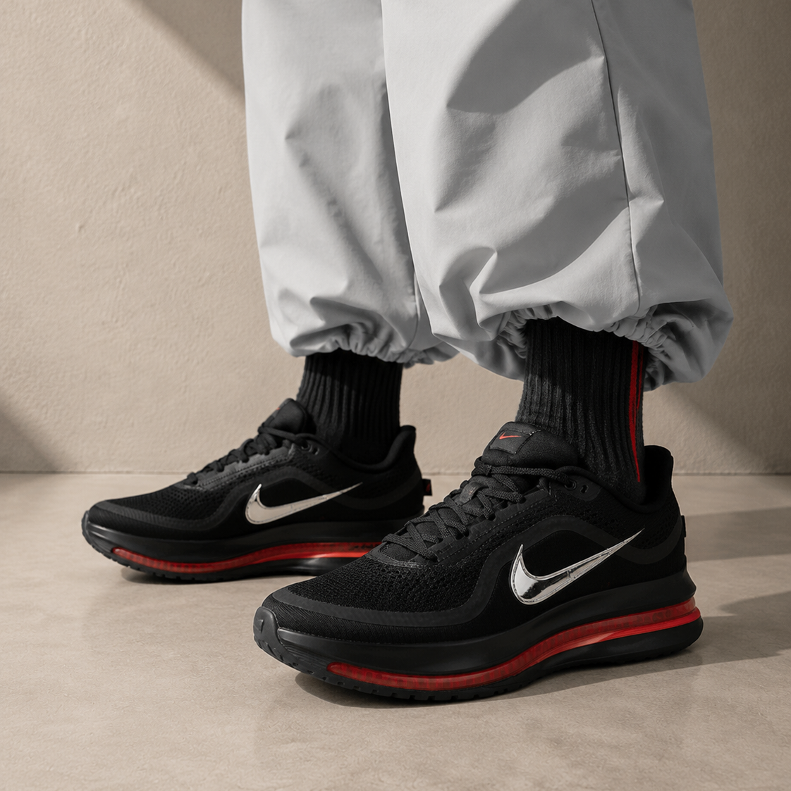Nike Air Zoom Pegasus Premium Black Bright Crimson, Chaussures Running Unisexe Mesh – photo 5