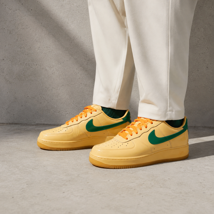 Nike Air Force 1 Low Patent Leather Topaz Gold Pine Green Baskets Or Mixte - 5