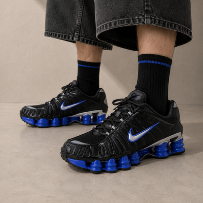 Nike Shox TL Black Racer Blue Metallic Silver, Baskets Rétro Running Unisexe – photo 4