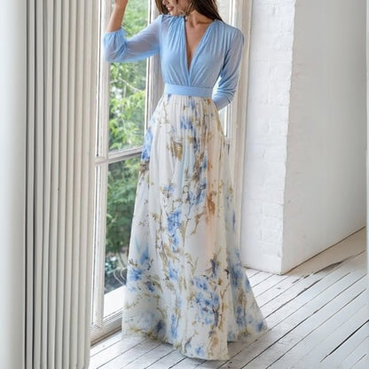 Chloé | Robe maxi fleurie à col en V pour femmes