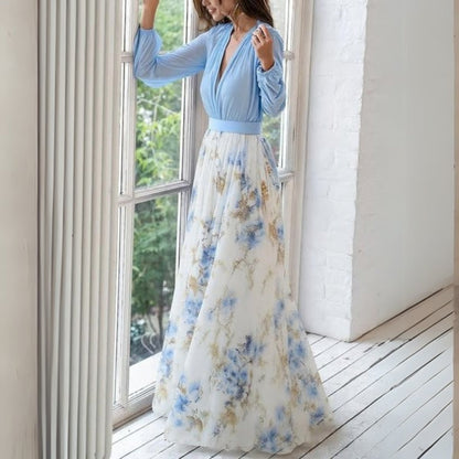 Chloé | Robe maxi fleurie à col en V pour femmes