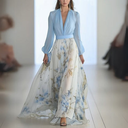 Chloé | Robe maxi fleurie à col en V pour femmes