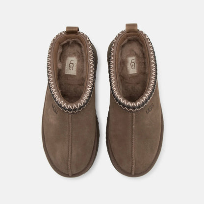 UGG Tazz Hickory chaussons à plateforme femme en daim et peau de mouton marron hickory, détail intérieur