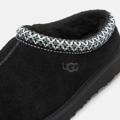 UGG Tasman II Black chaussons homme et femme en daim et peau de mouton noir, vue de face