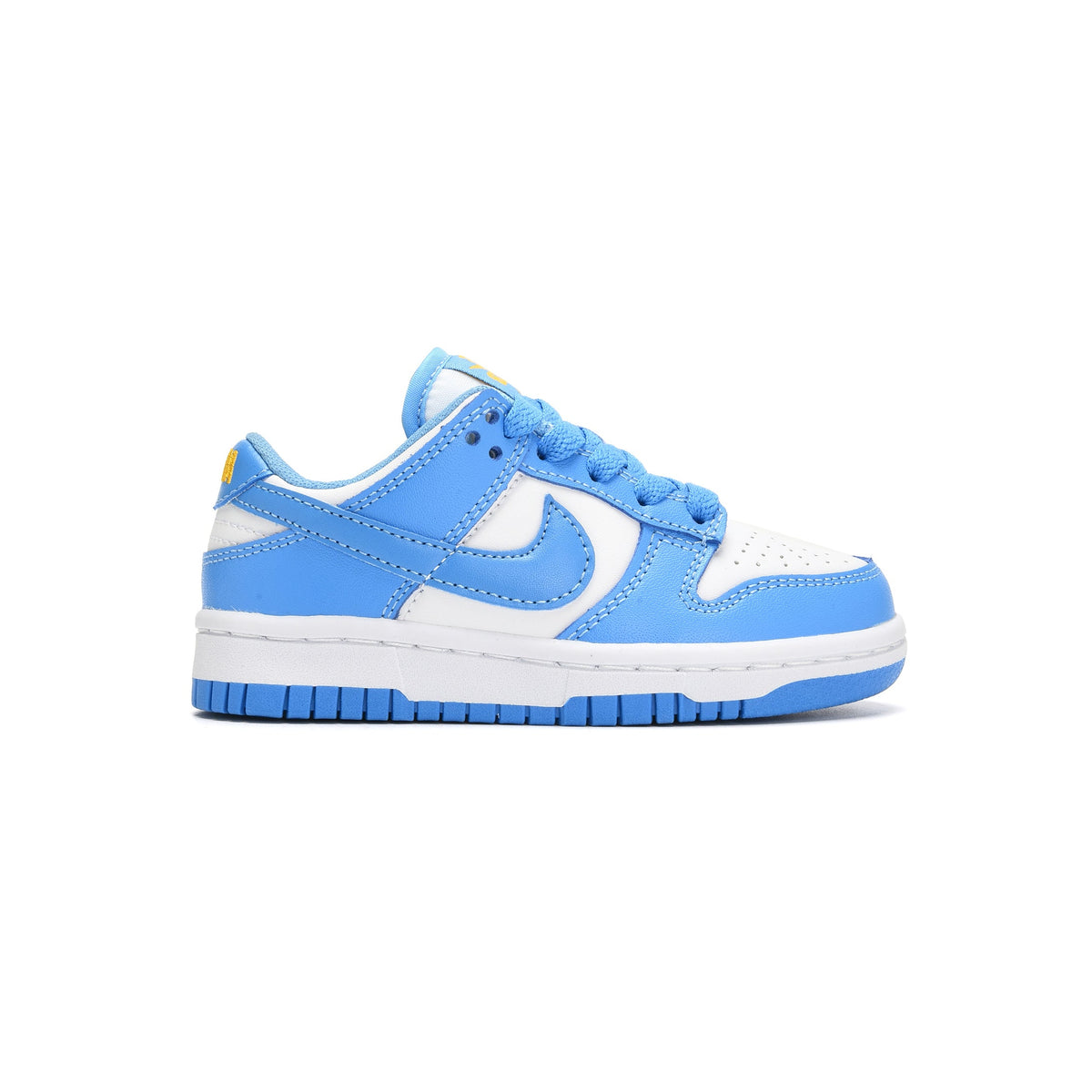 Nike Dunk Low University Blue baskets basses enfant en cuir bleu, vue de profil
