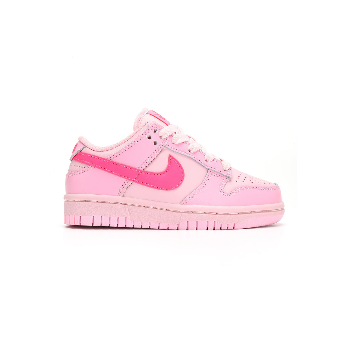 Nike Dunk Low Triple Pink baskets basses enfant en cuir rose, vue de profil