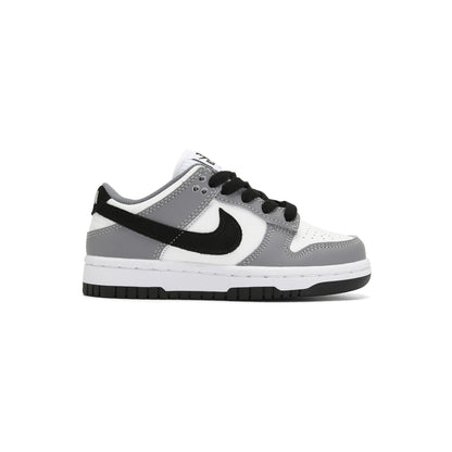 Nike Dunk Low Black & Grey baskets basses enfant en cuir noir gris, vue de profil