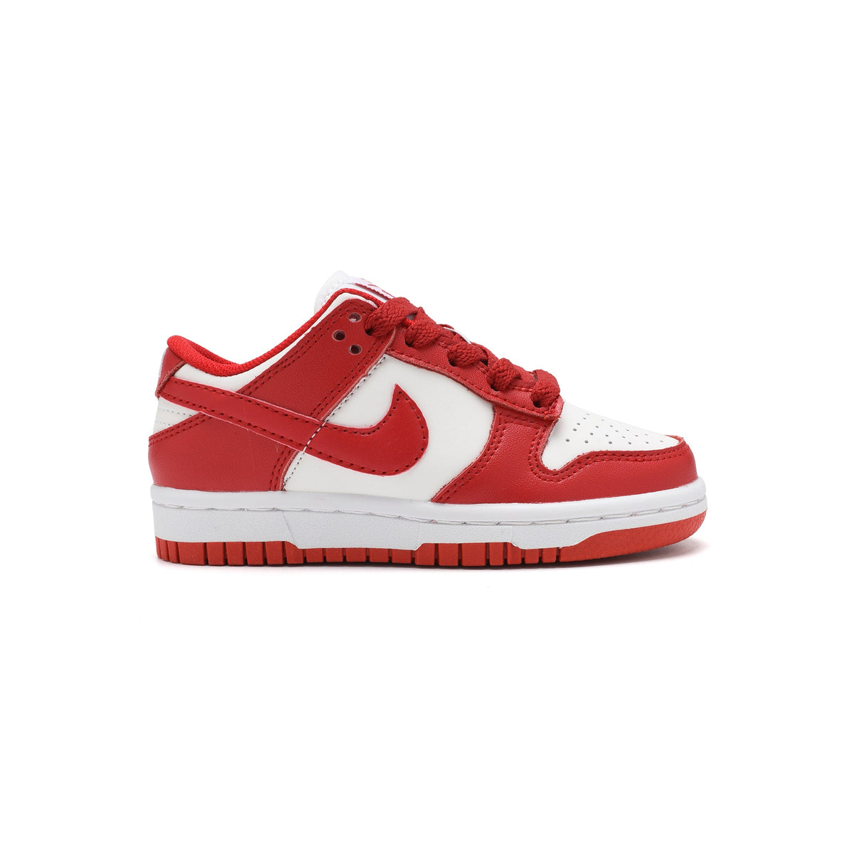 Nike Dunk Low White Gipsy Rose baskets basses enfant en cuir blanc rose, vue de profil