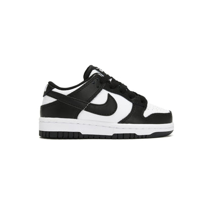 Nike Dunk Low Panda baskets basses enfant en cuir noir blanc, vue de profil