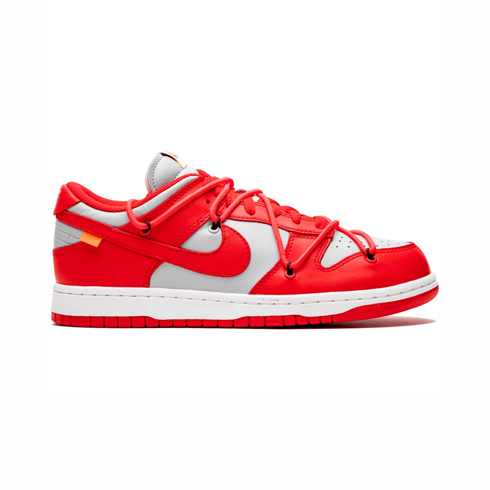 nike dunk low off-white university red baskets vue latérale
