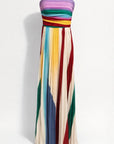 Robe Longue Femme Bustier – Rayures Multicolores Verticales