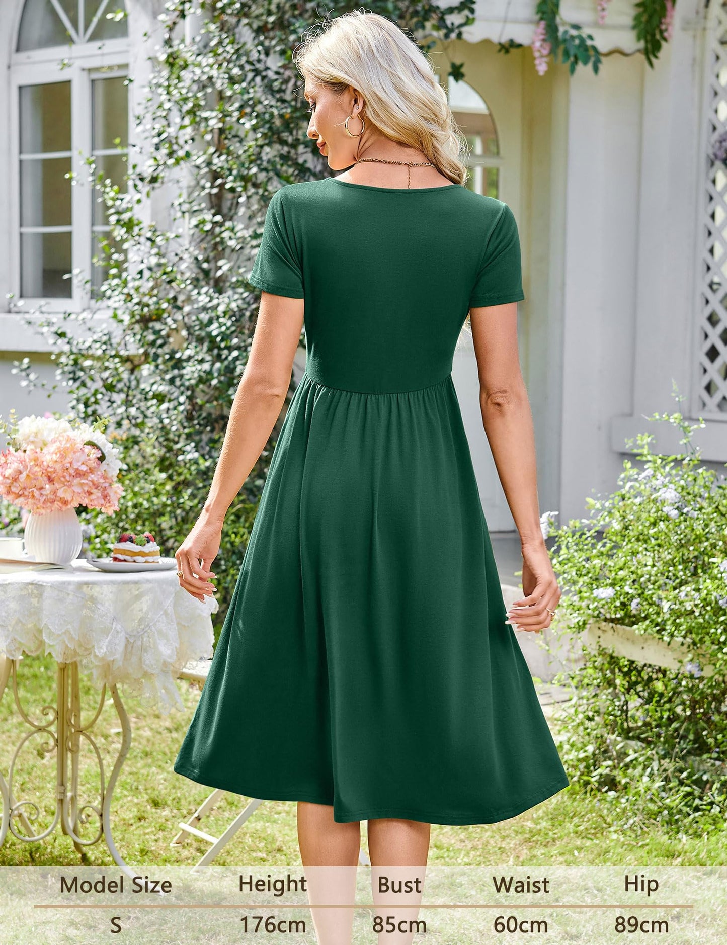 Robe Midi Femme en stretch, col rond, coupe fluide – Menvelo