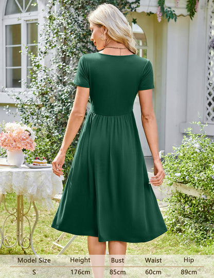 Robe Midi Femme en stretch, col rond, coupe fluide – Menvelo