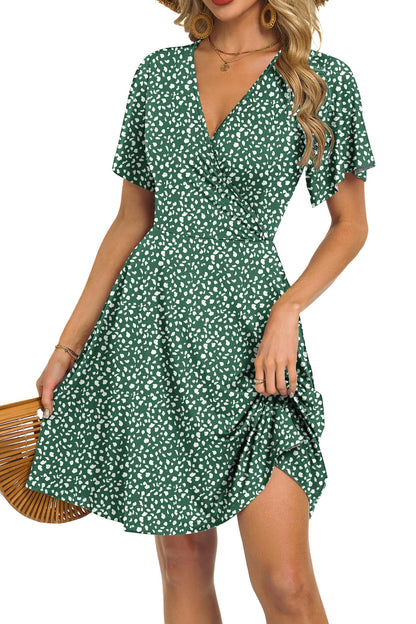 Robe Mini Femme en tissu léger, col V, coupe fluide – Menvelo