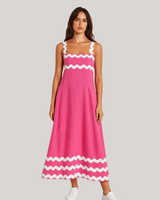 Robe Maxi Femme à Détails Vagues – Coupe Fluide et Décontractée