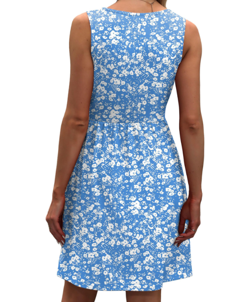 Robe Mini Femme en tissu léger, col rond, coupe fluide – Menvelo