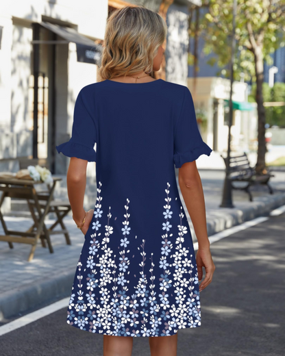 Robe Midi Femme en tissu léger, col V, coupe ample – Menvelo