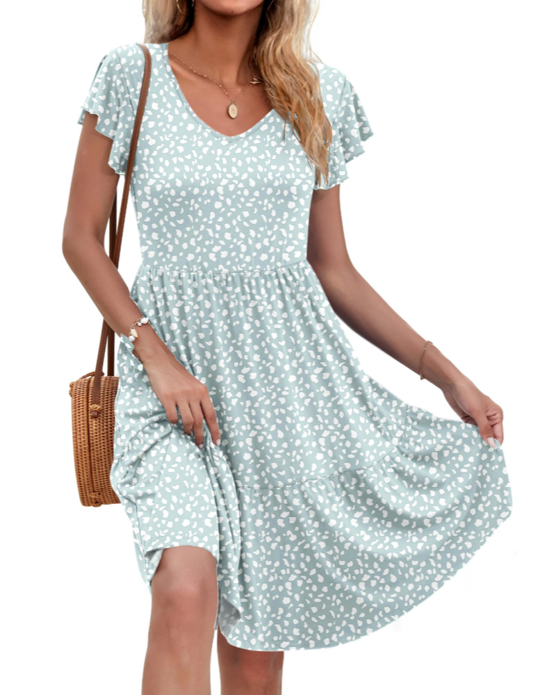Robe Midi Femme en tissu léger, col V, coupe moulante – Menvelo