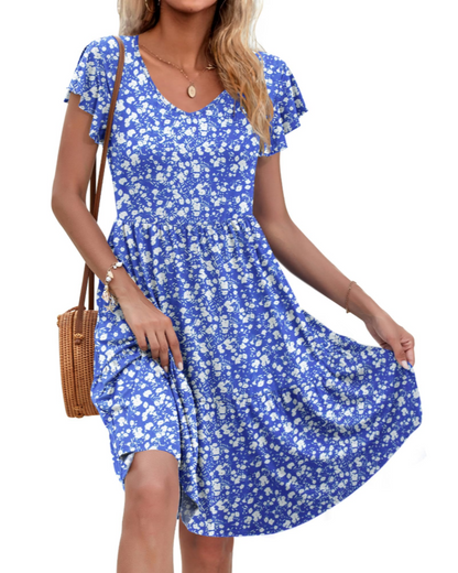 Robe Midi Femme en tissu léger, col V, coupe moulante – Menvelo
