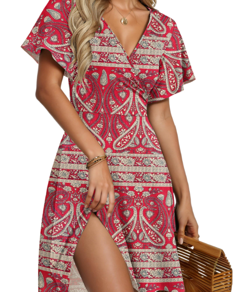 Robe Midi Femme en tissu léger, à volants, coupe ample – Menvelo