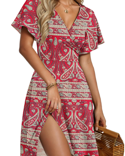 Robe Midi Femme en tissu léger, à volants, coupe ample – Menvelo
