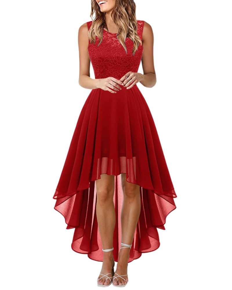 Drel Robe Femme – Robe Longue Sans Manches en Dentelle Col Rond Bohème Chic Élégante