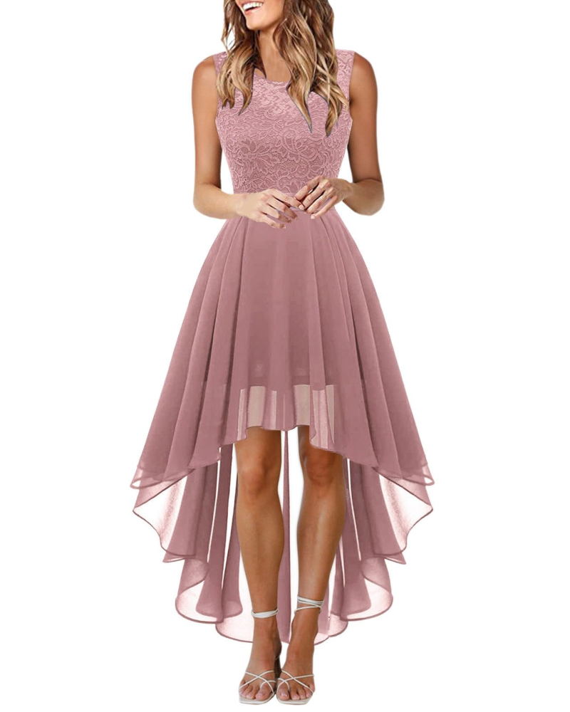 Drel Robe Femme – Robe Longue Sans Manches en Dentelle Col Rond Bohème Chic Élégante