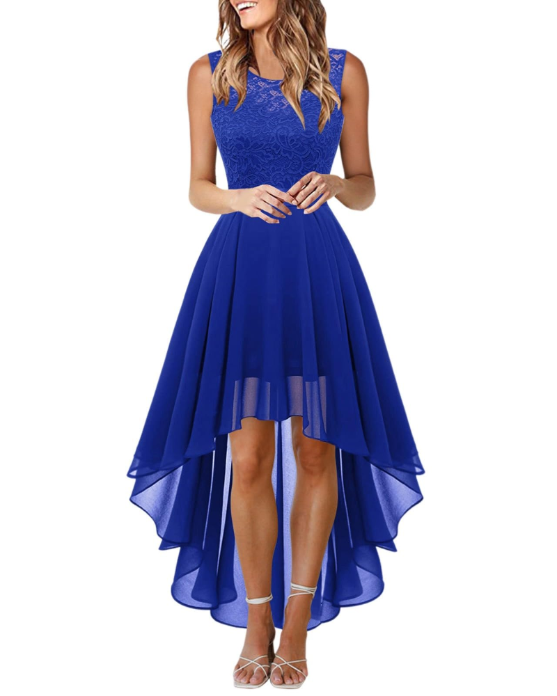 Drel Robe Femme – Robe Longue Sans Manches en Dentelle Col Rond Bohème Chic Élégante