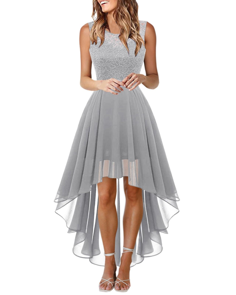 Drel Robe Femme – Robe Longue Sans Manches en Dentelle Col Rond Bohème Chic Élégante