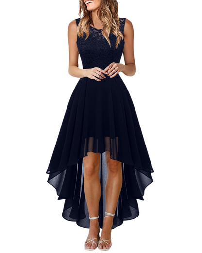 Drel Robe Femme – Robe Longue Sans Manches en Dentelle Col Rond Bohème Chic Élégante