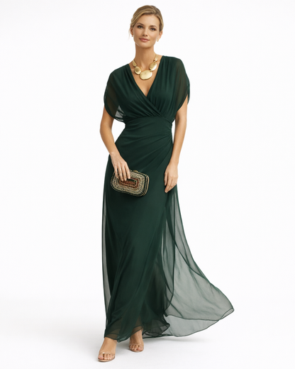 Aurélie Robe Femme Longue Fleurie – Col V Croisé Élégant & Coupe Fluide Légère