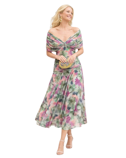 Aurélie Robe Femme Longue Fleurie – Col V Croisé Élégant & Coupe Fluide Légère