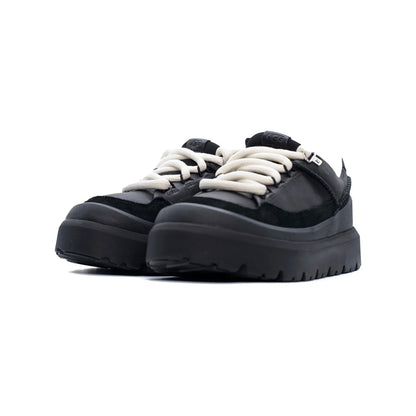 UGG Heritage Utility Sneaker Black baskets homme et femme en cuir et textile technique noir, vue de face