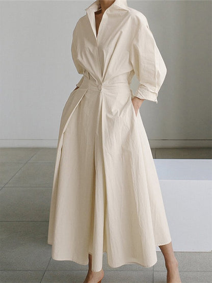 Robe chemise longue ceinturée élégante pour femme