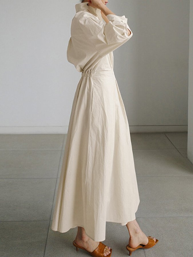 Robe chemise longue ceinturée élégante pour femme