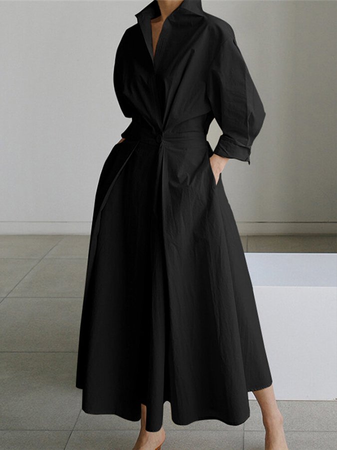 Robe chemise longue ceinturée élégante pour femme