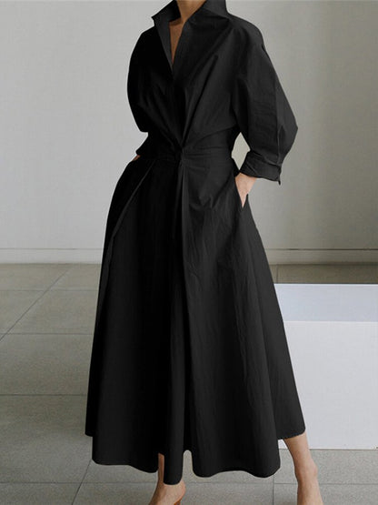 Robe chemise longue ceinturée élégante pour femme