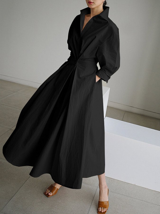 Robe chemise longue ceinturée élégante pour femme