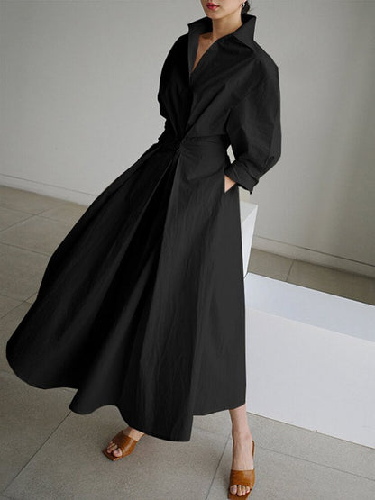 Robe chemise longue ceinturée élégante pour femme