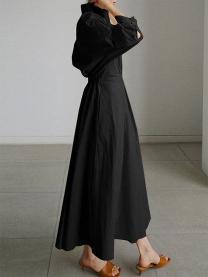 Robe chemise longue ceinturée élégante pour femme