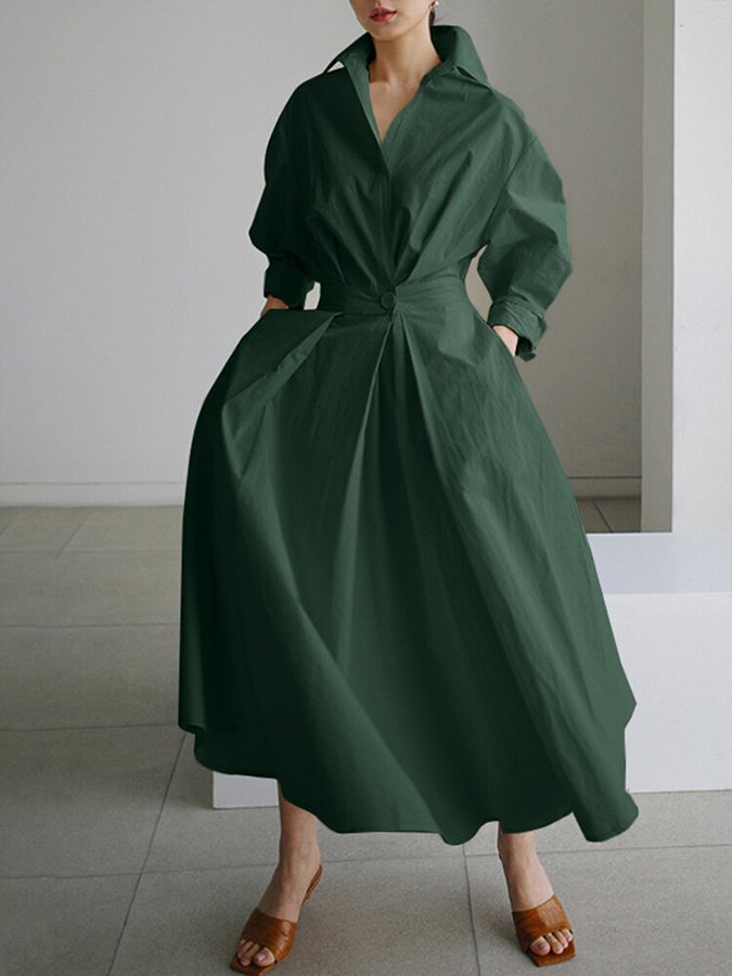 Robe chemise longue ceinturée élégante pour femme