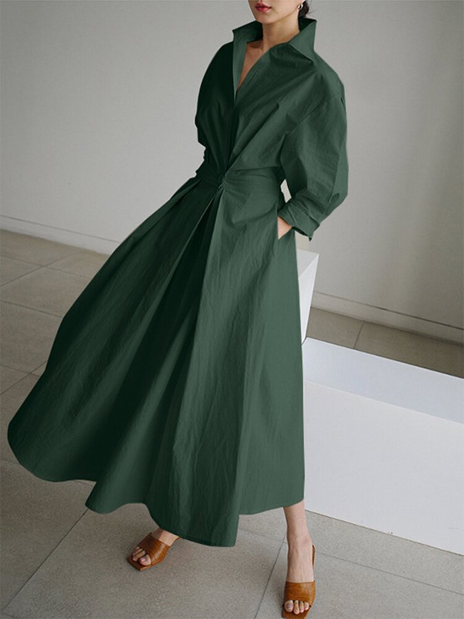 Robe chemise longue ceinturée élégante pour femme